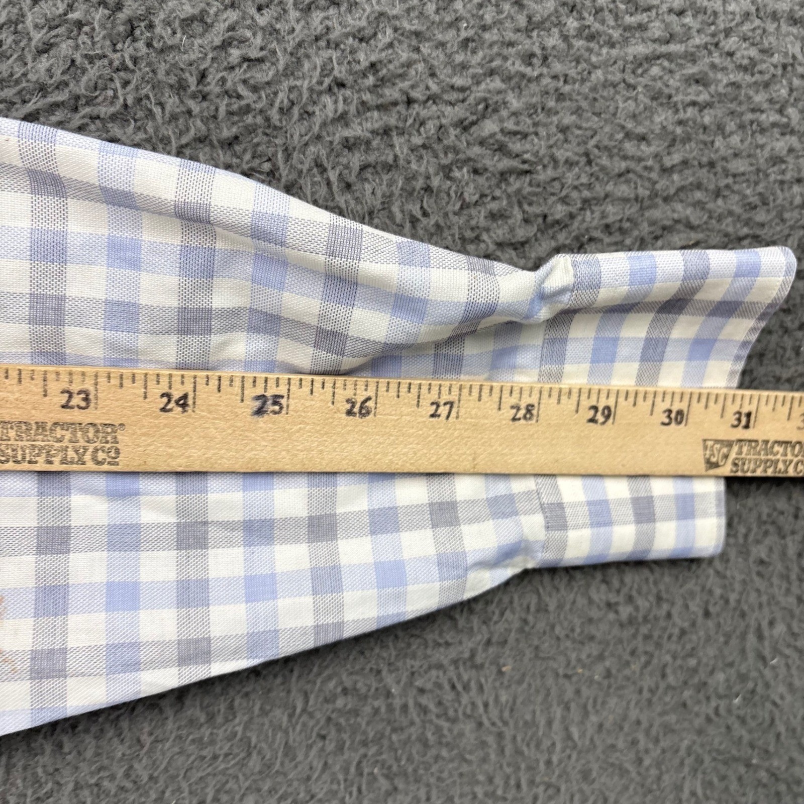 Boss Hugo Boss Sharp Fit Mens 17 32/33 Blue White Gingham Dress Shirt