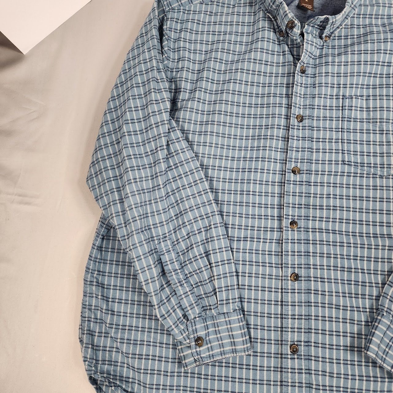 Vintage CE Schmidt Workwear Button Down Shirt Men XL Blue Plaid Excellent 0009