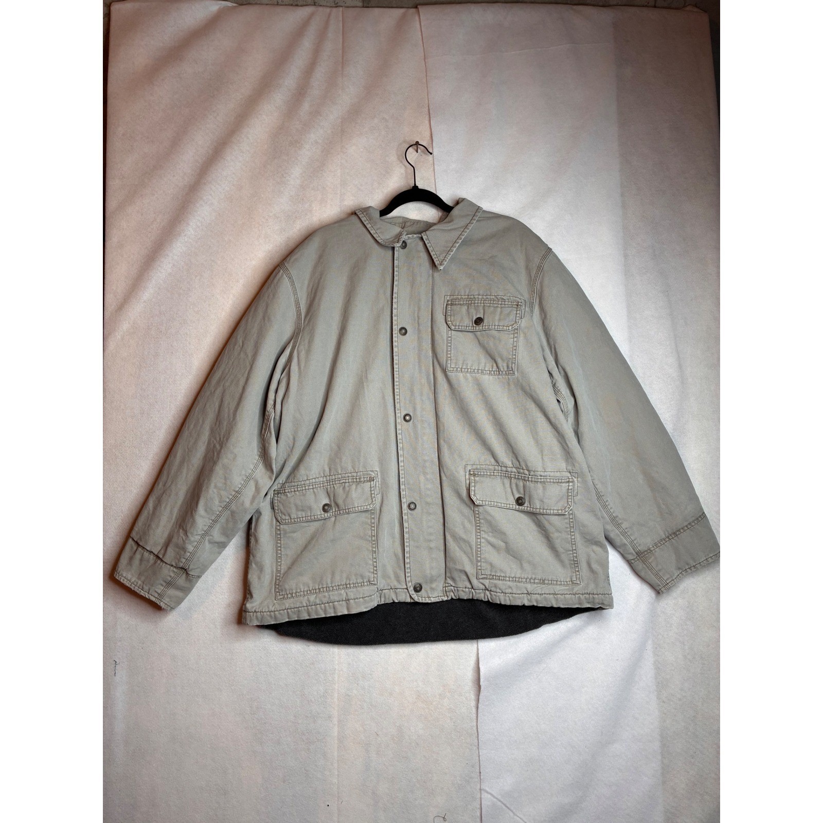 Old Navy Workwear Canvas Jacket XXL Tan Khaki Fleece Lined Field Coat RN54023
