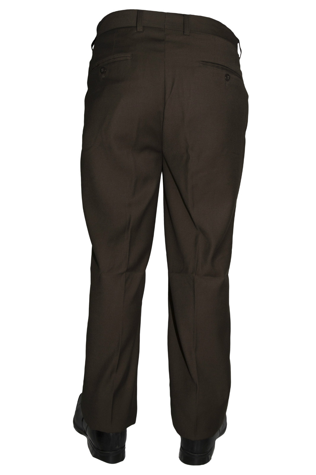 Mens Brown Poly Rayon Dress Pants ZRA Slacks Flat Front Trousers Sizes 28 to 52