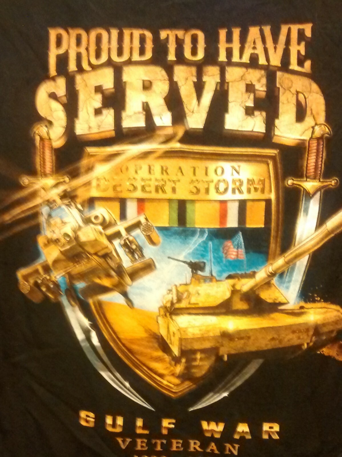 Veterans Gulf War Operation Desert Storm Mens T Shirt Gildan Cotton Black 3XL