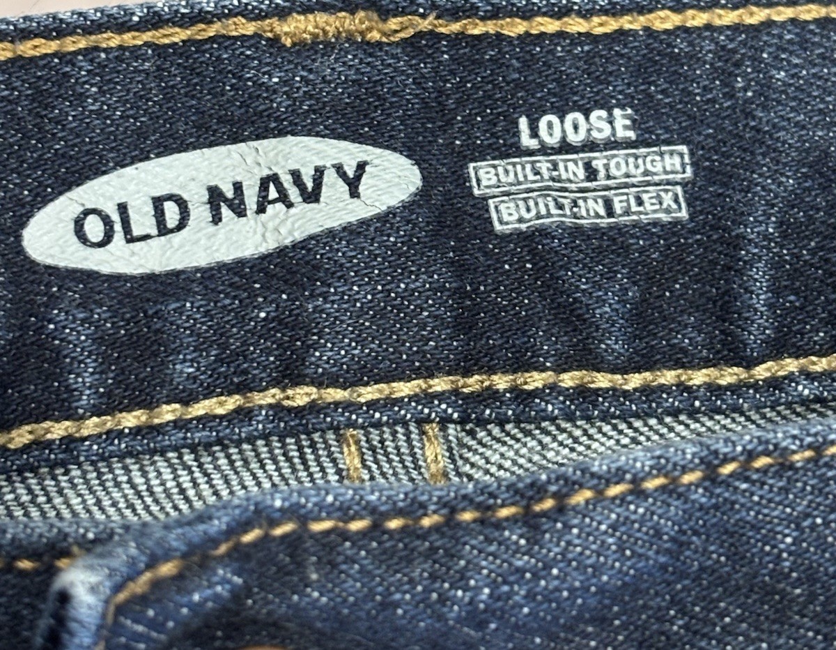Old Navy Built-In Flex Men’s Loose Fit Straight Blue Denim Jeans Stretch 34×30