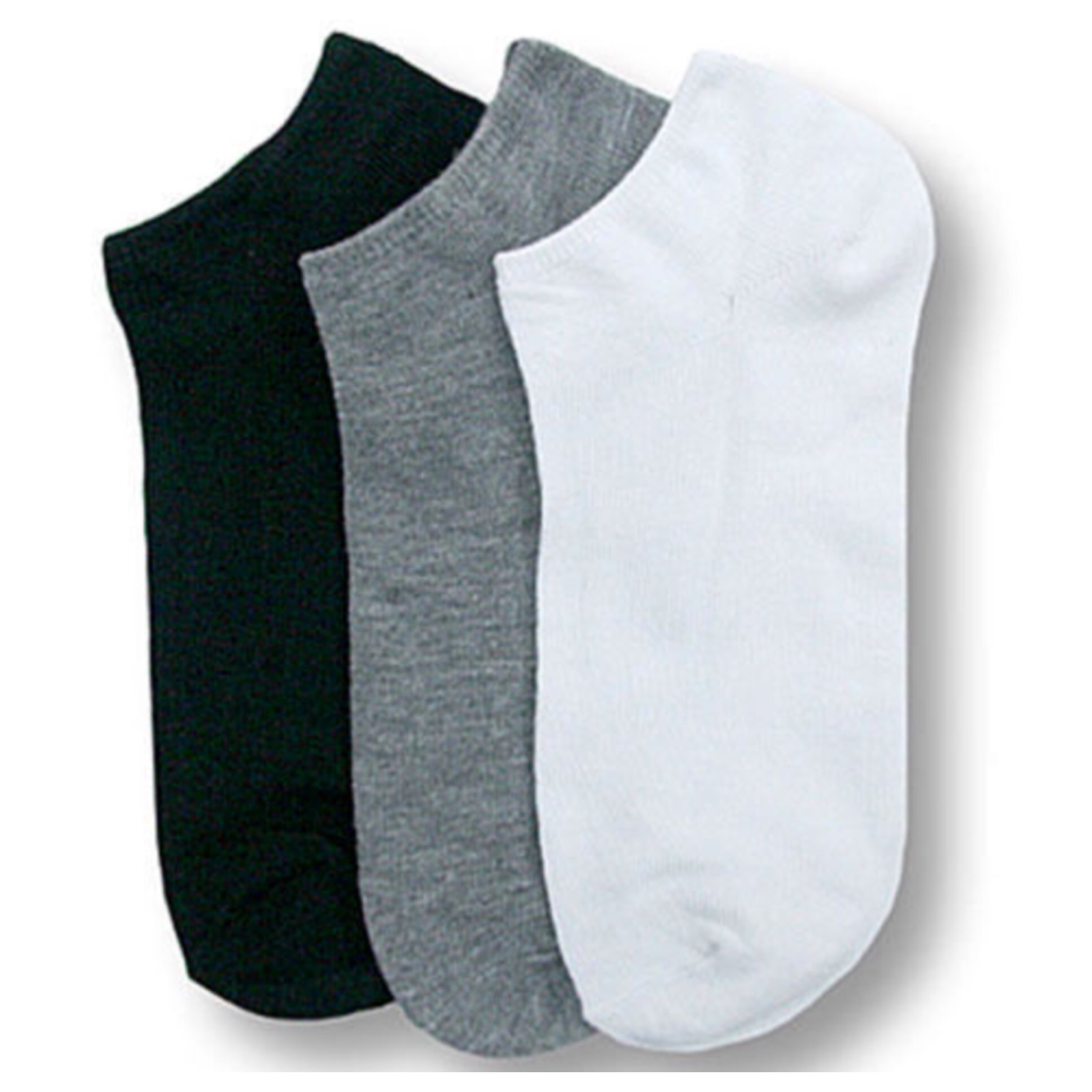 Men Women 9-11 10-13 Ankle Cut Sport No Show Socks White Gry Black 3, 6 &12 Pair