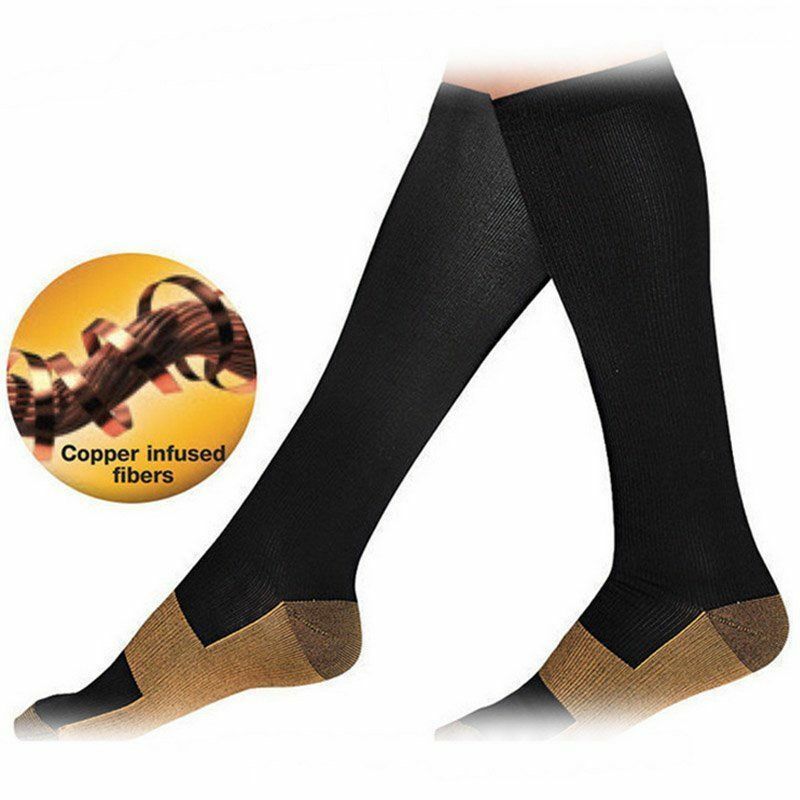 5 Pairs Copper Compression Socks 20-30mmHg Graduated Support Mens Womens S/M-XXL
