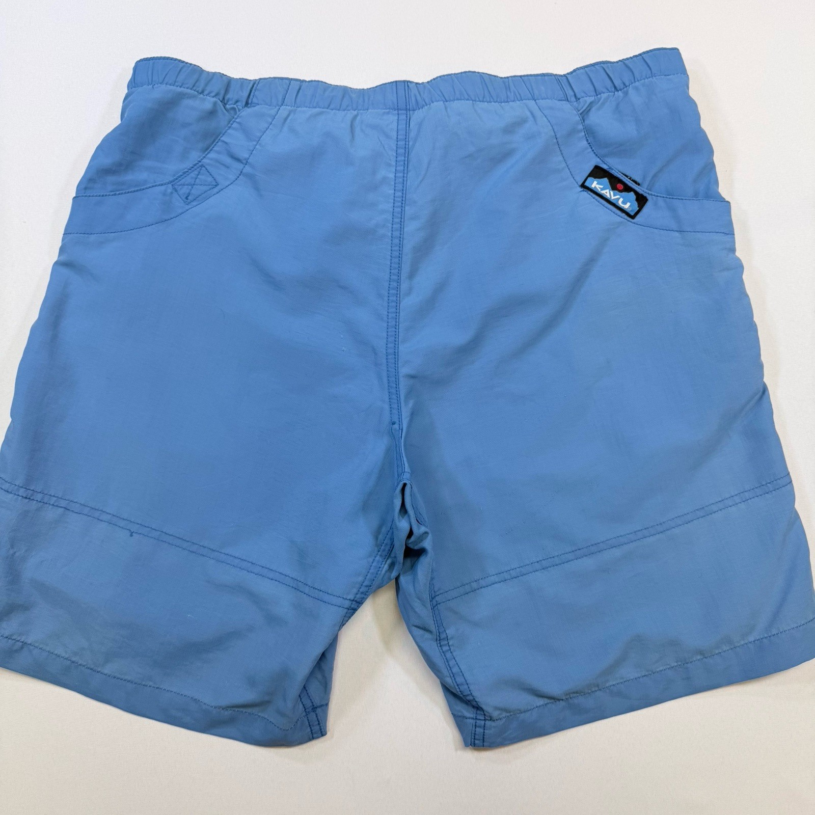 KAVU Shorts Deep Eddy Mens Large Blue Nylon Belted 9.5” Hiking Climbing GUC