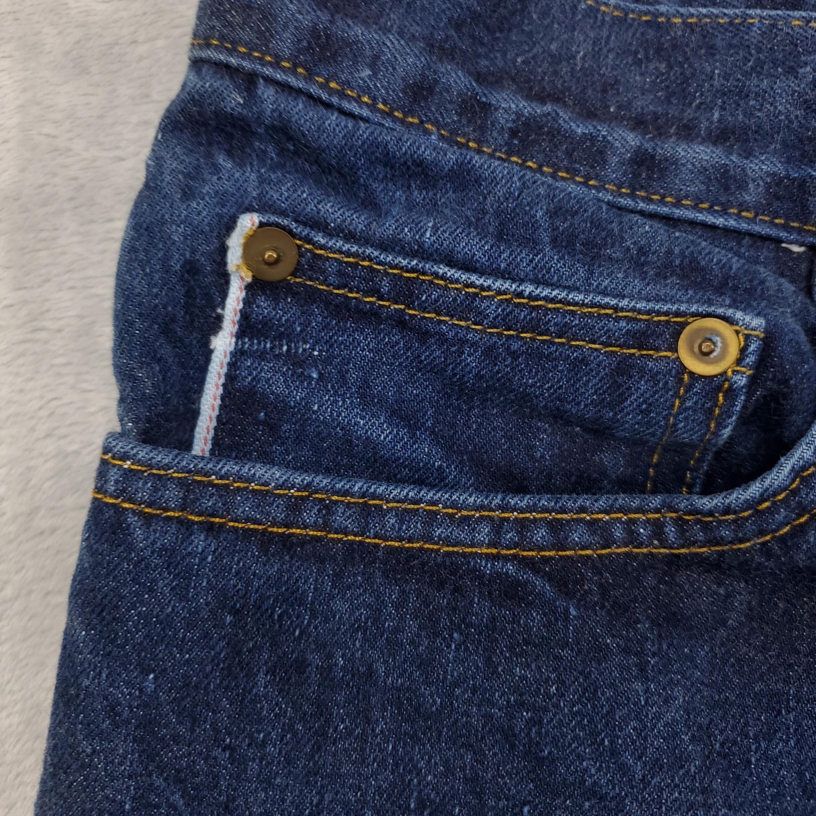 Brave Star Jeans Mens 34×30 Blue Selvedge Button Fly Dark Wash Straight USA Made