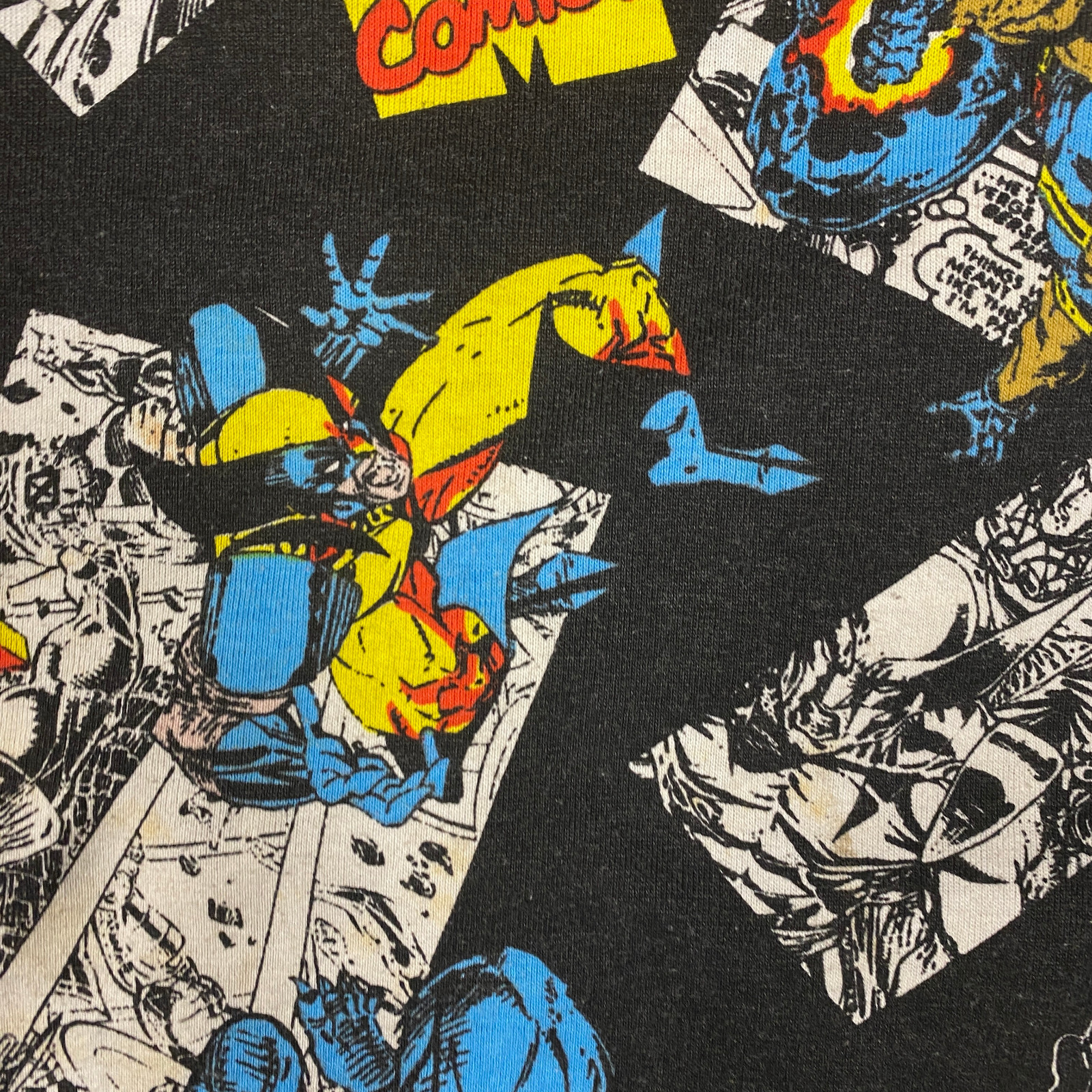 Vintage Xmen 1993 Shirt Small Black Comic All Over Print Fun Stuff NYC Wolverine
