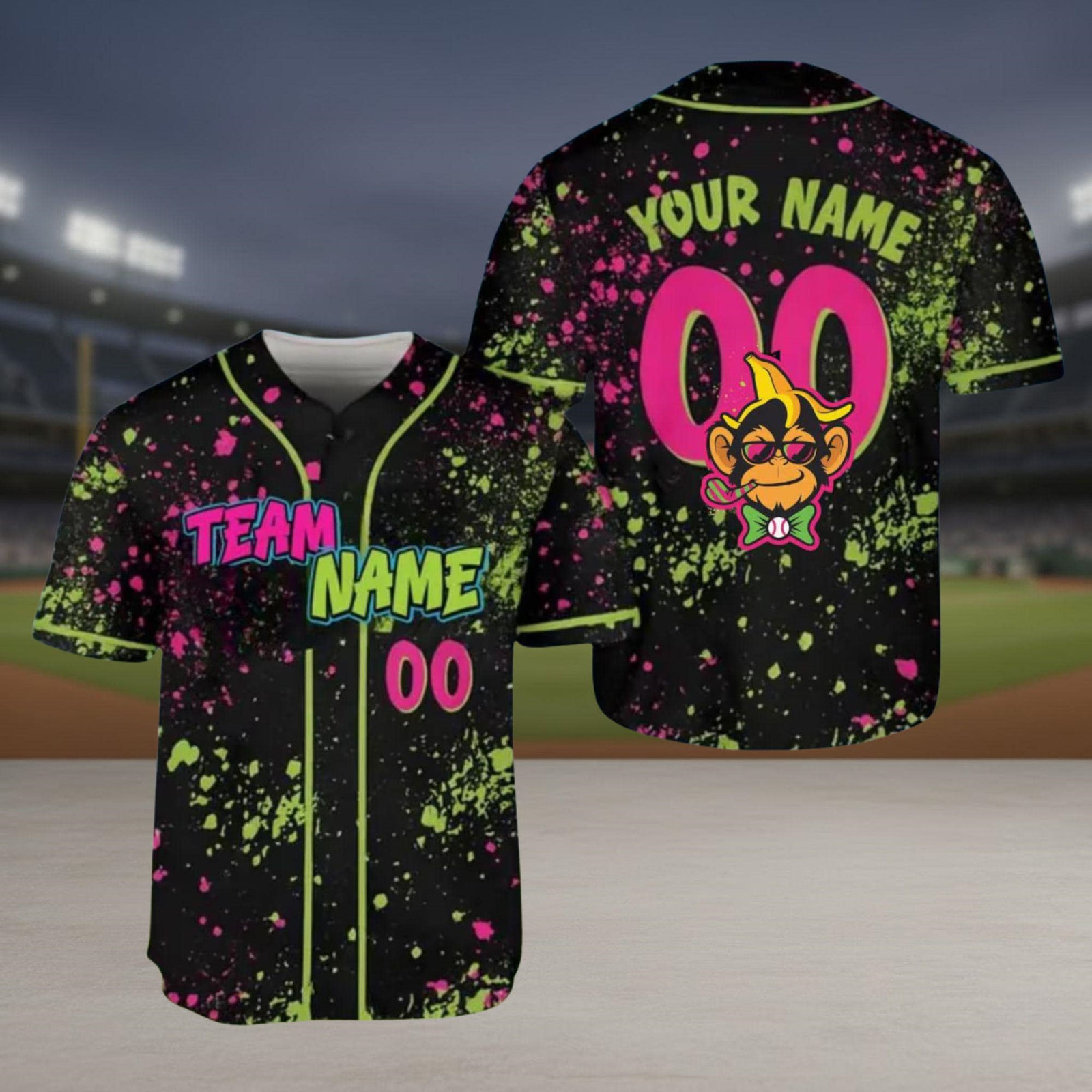 Party Animals Baseball Jersey Monkey Team Custom Name And Number Baseball Jersey