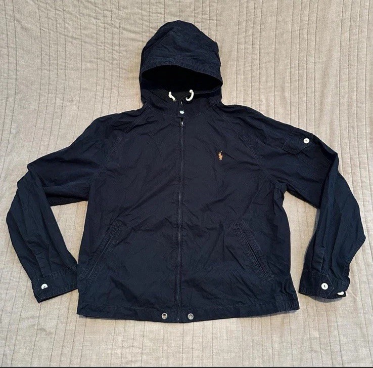 Vintage Polo Ralph Lauren Poplin Military Field Jacket Men’s Large Full Zip Blue