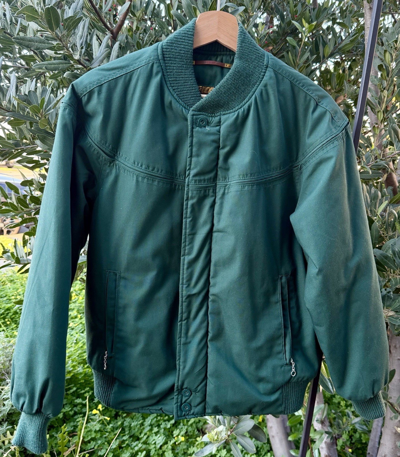 Derby Of San Francisco Mens XS Forest Green Bomber Jacket Gold Paisley Lining OG