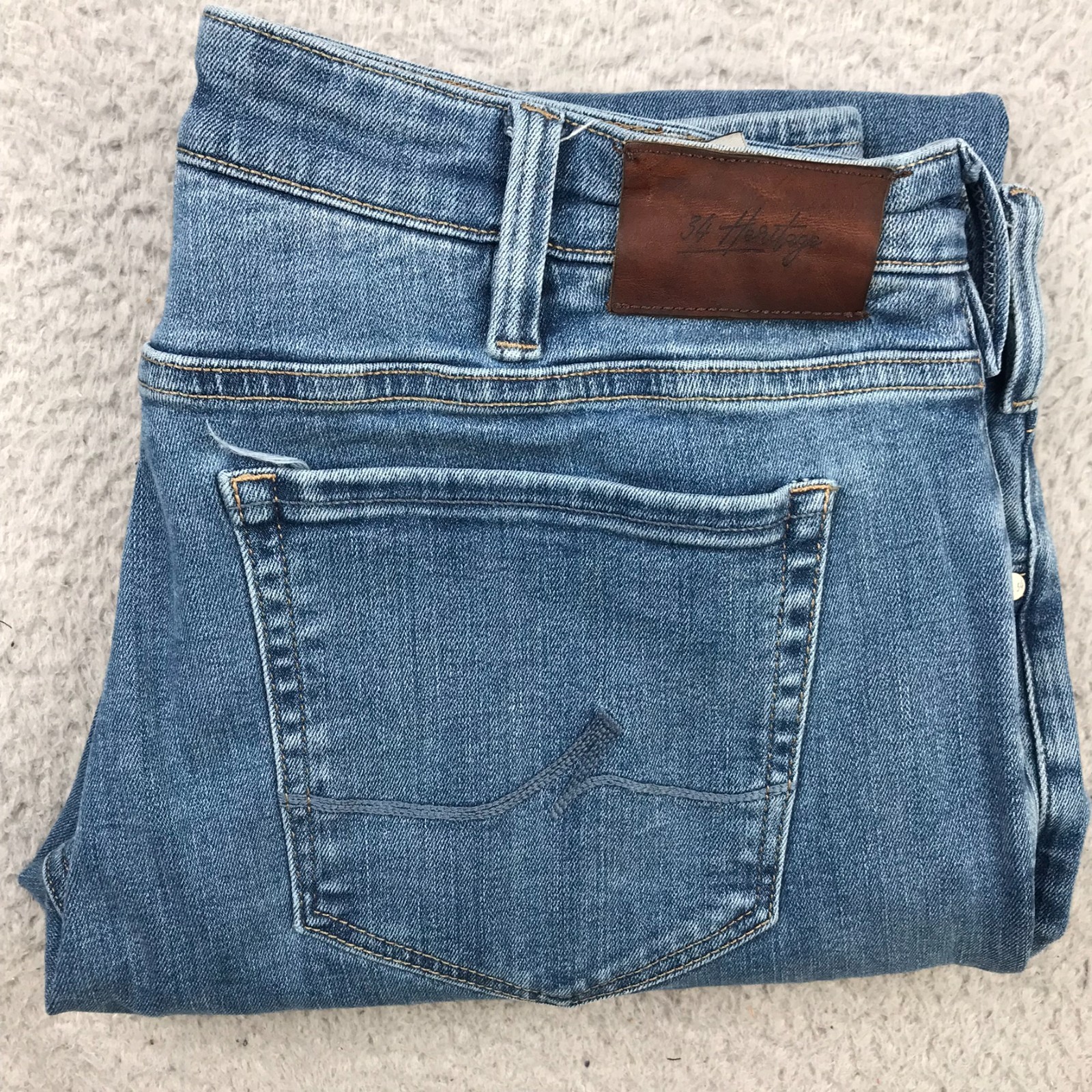 34 Heritage Courage Jeans Mens 38 (37×33) Blue Mid Rise Straight Stretch Denim