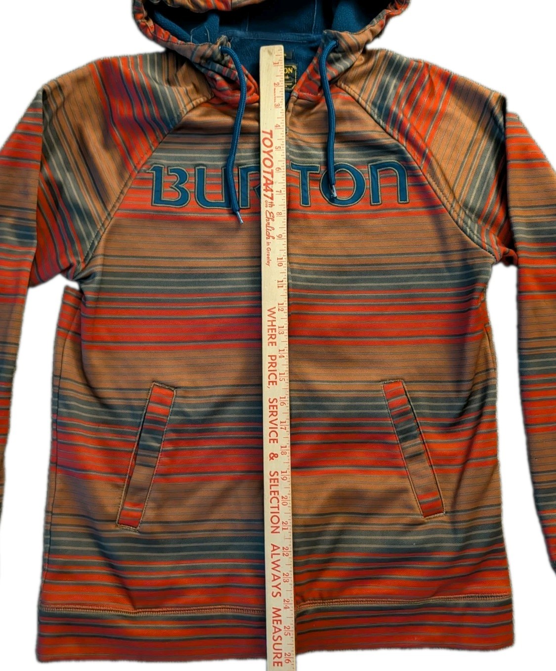 Burton Durable Goods Full Zip Fleece Hoodie Striped Sweatshirt Mens Medium M