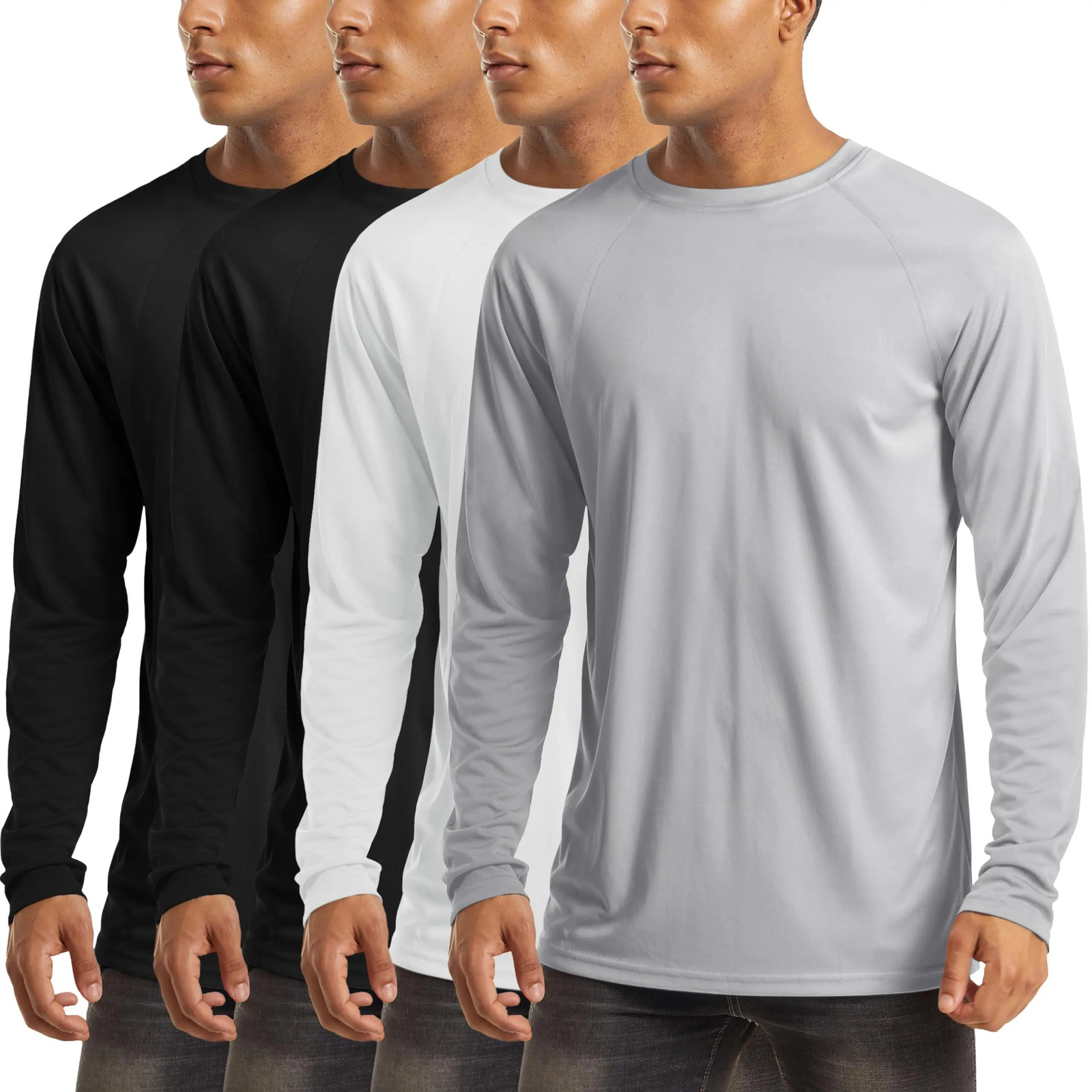 I 4 Pack Men’s Sports T-Shirts – Long Sleeve, Quick Dry