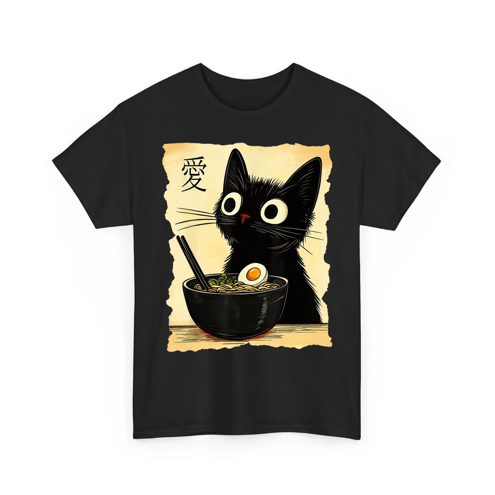 Funny Cat Ramen Graphic Tee Japanese Kawaii Anime Cat Unisex T-Shirt
