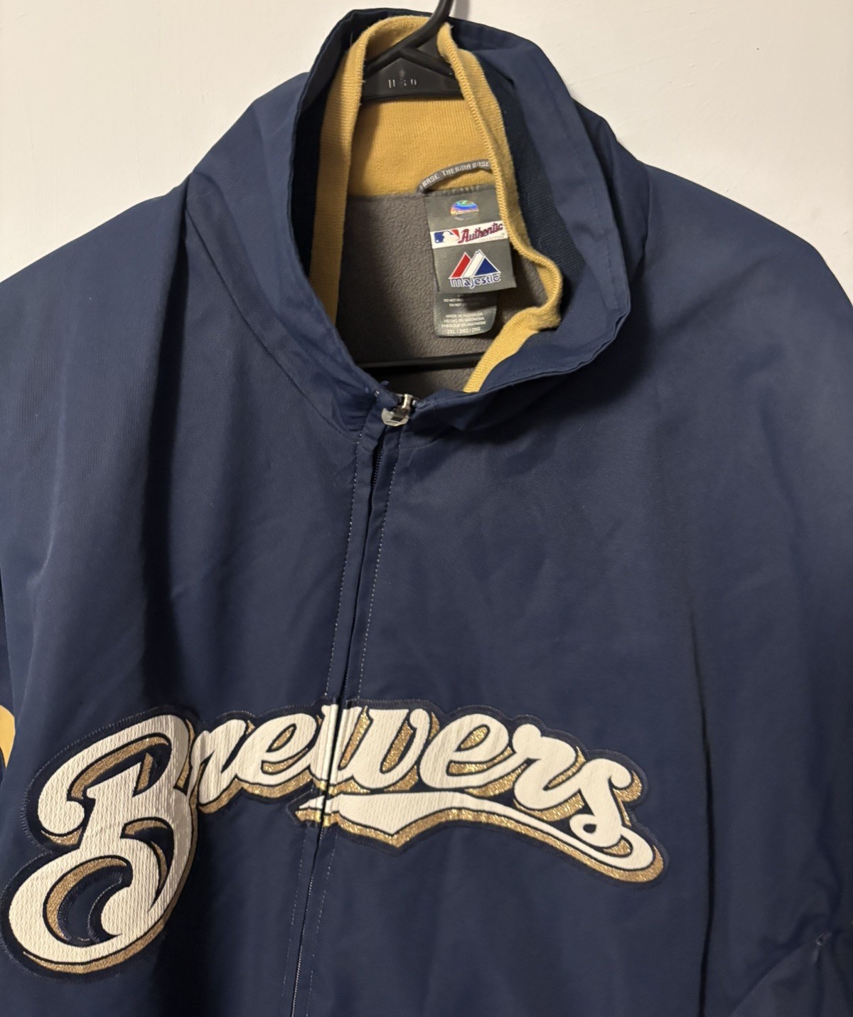 Majestic Milwaukee Brewers Mens 2XL MLB Authentic Therma Base Full Zip Jacket