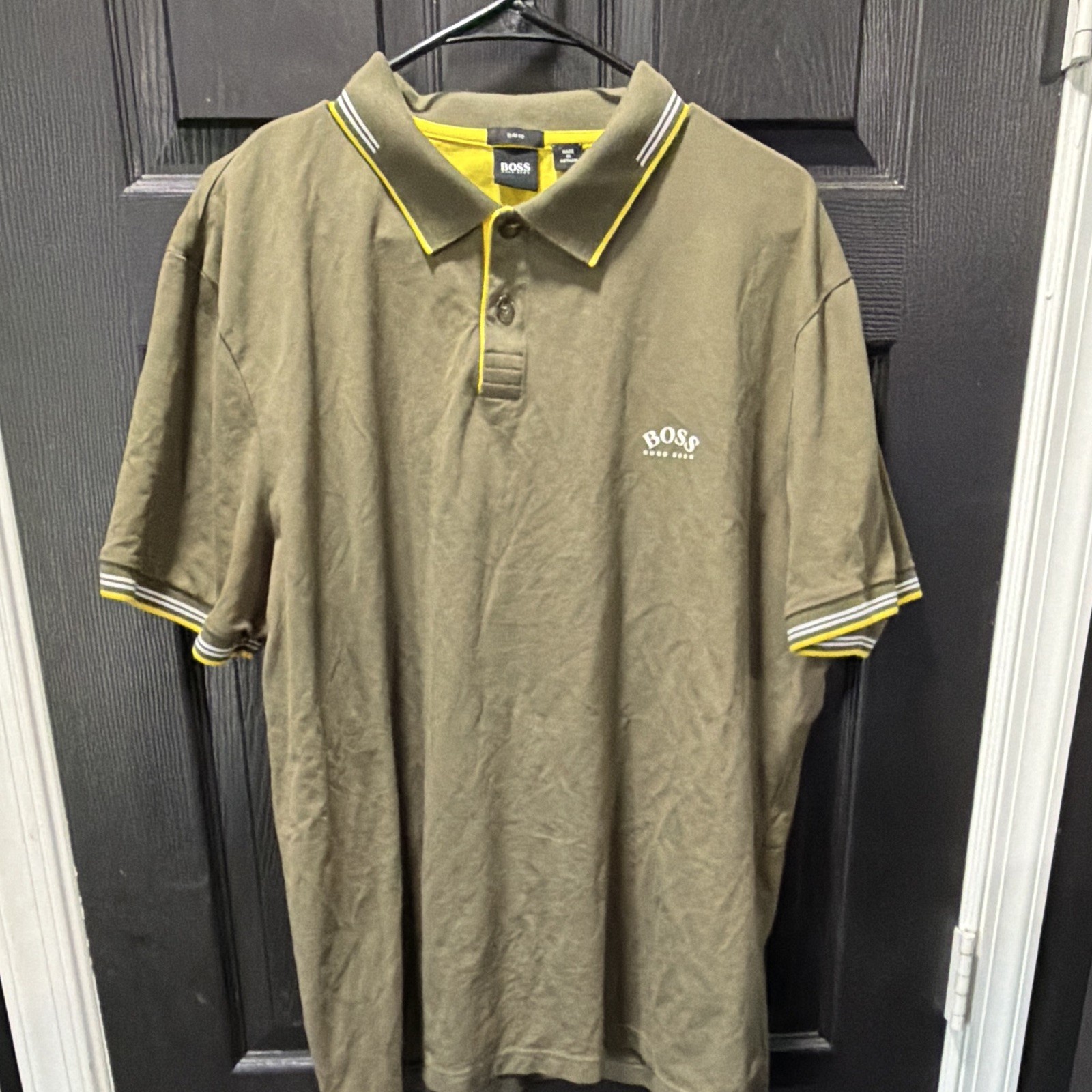 BOSS Men’s Green Solid Slim Fit Polo Shirt Logo Collared Short Sleeve XXXL