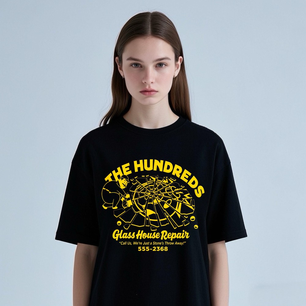 The Hundreds Broken Window Print T-Shirt Retro Workwear Casual Tee for men women