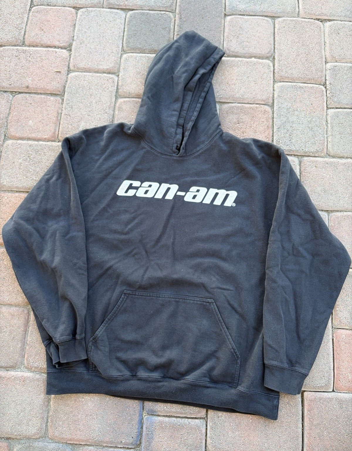 Gildan Men’s Black Pullover Hoodie Can-Am Graphic Logo Fleece Pockets Size L