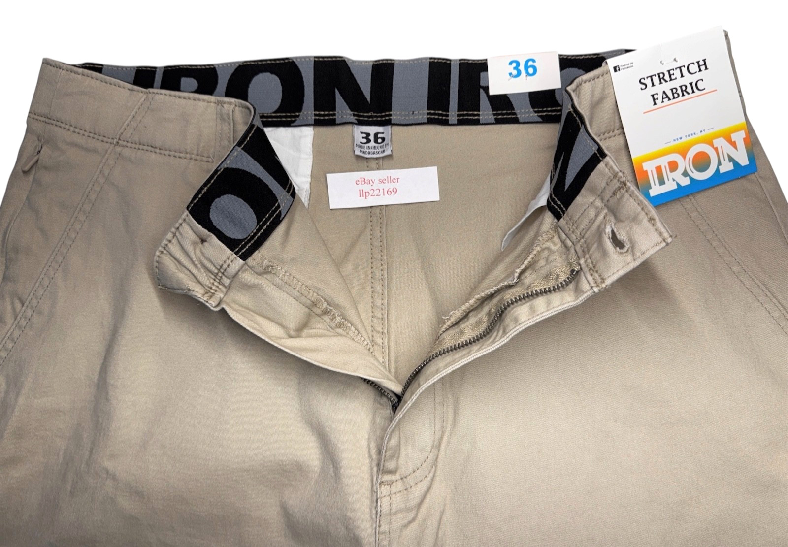 IRON CO Men’s Stretch Shorts (SIZE 38) Flex Waist Flat Front VTG WHEAT New Tag!