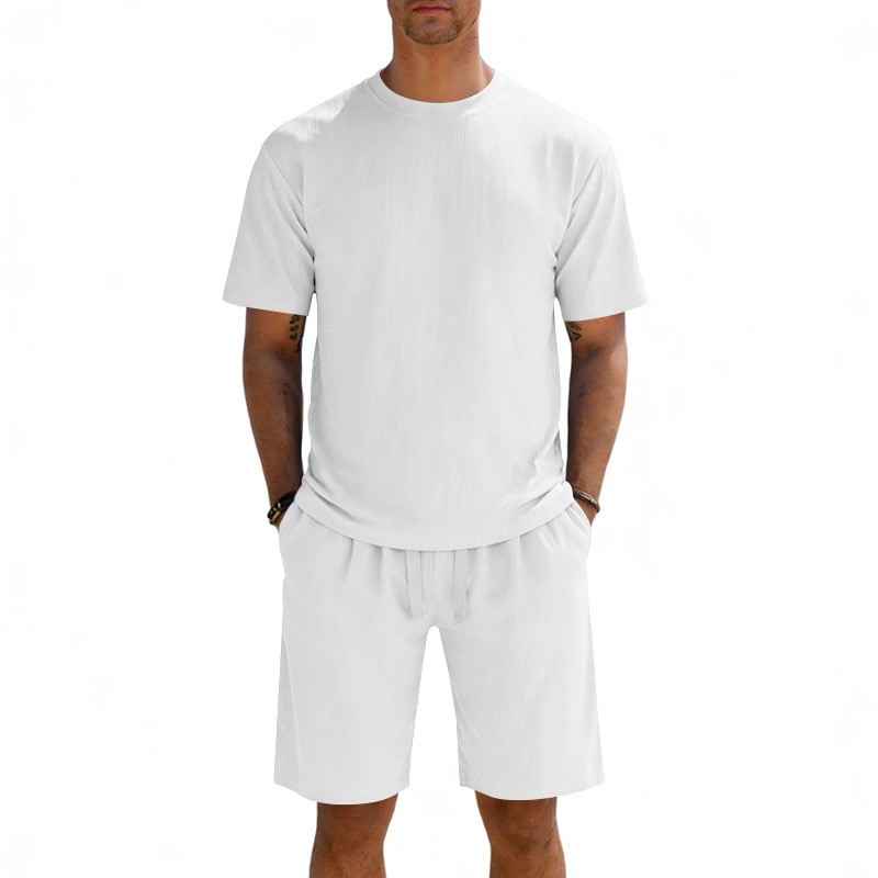 Men’s casual minimalist cool breathable crew neck short sleeve shorts set