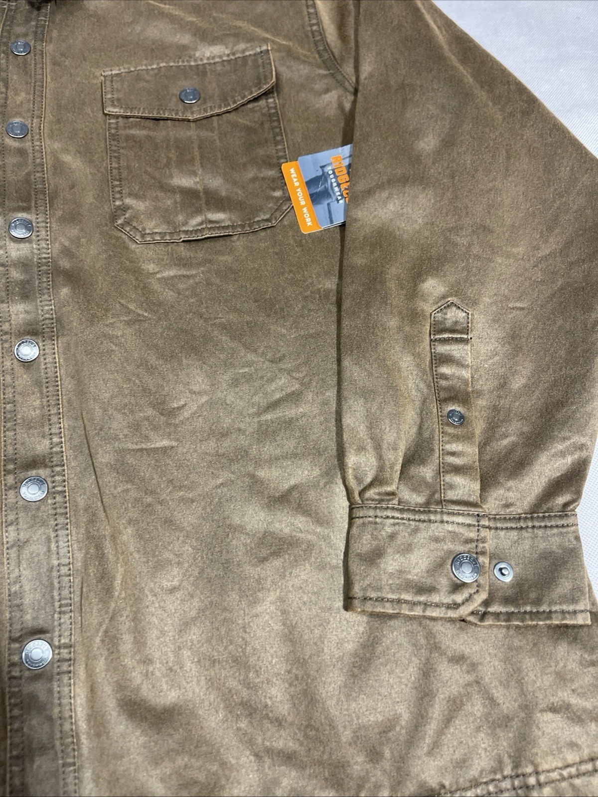 Men’s XL Brown Ridgecut Toughwear Brown & Plaid Lining Snap Button Up Jacket