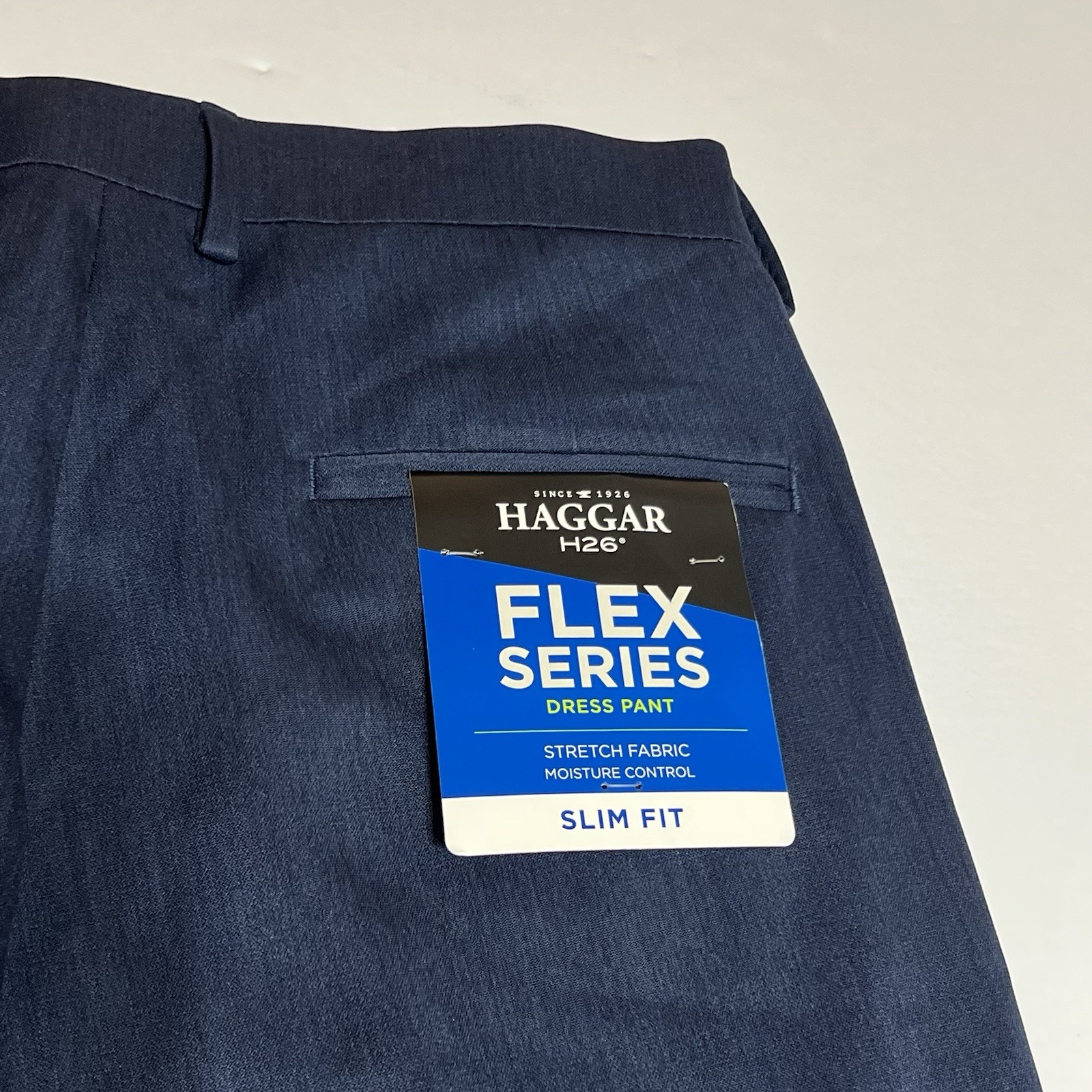 Haggar H26 Flex Series Pants Mens 33×30 Blue NEW Slim Dress Pants NWT