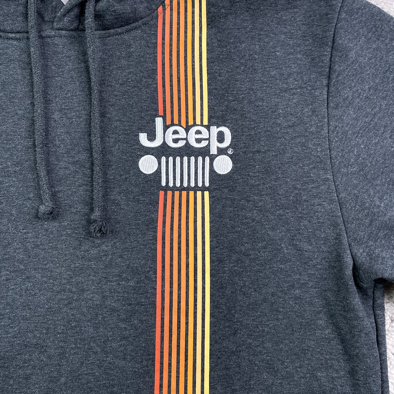 JEEP Hoodie Mens Medium Grey Wrangler Logo Pullover Sweatshirt Jedco