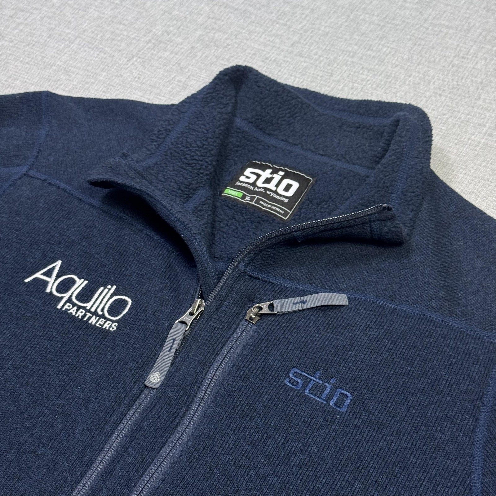 Stio Wilcox Fleece Jacket Men XL Mountain Shadow Blue Full Zip Insulated Pockets