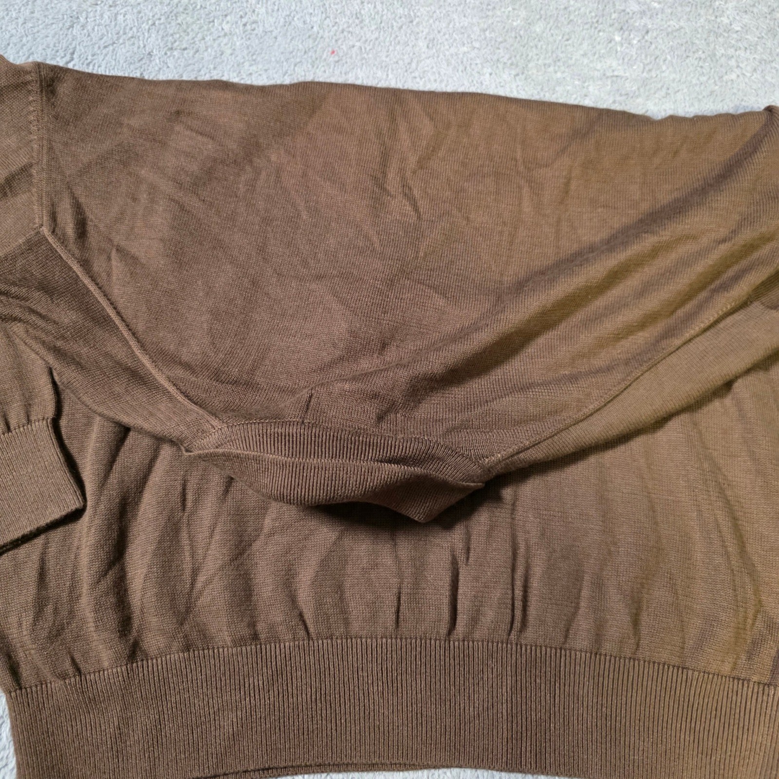 Tricots St Raphael Mens Medium Polo Sweater Brown British Taupe Cotton Rayon NWT