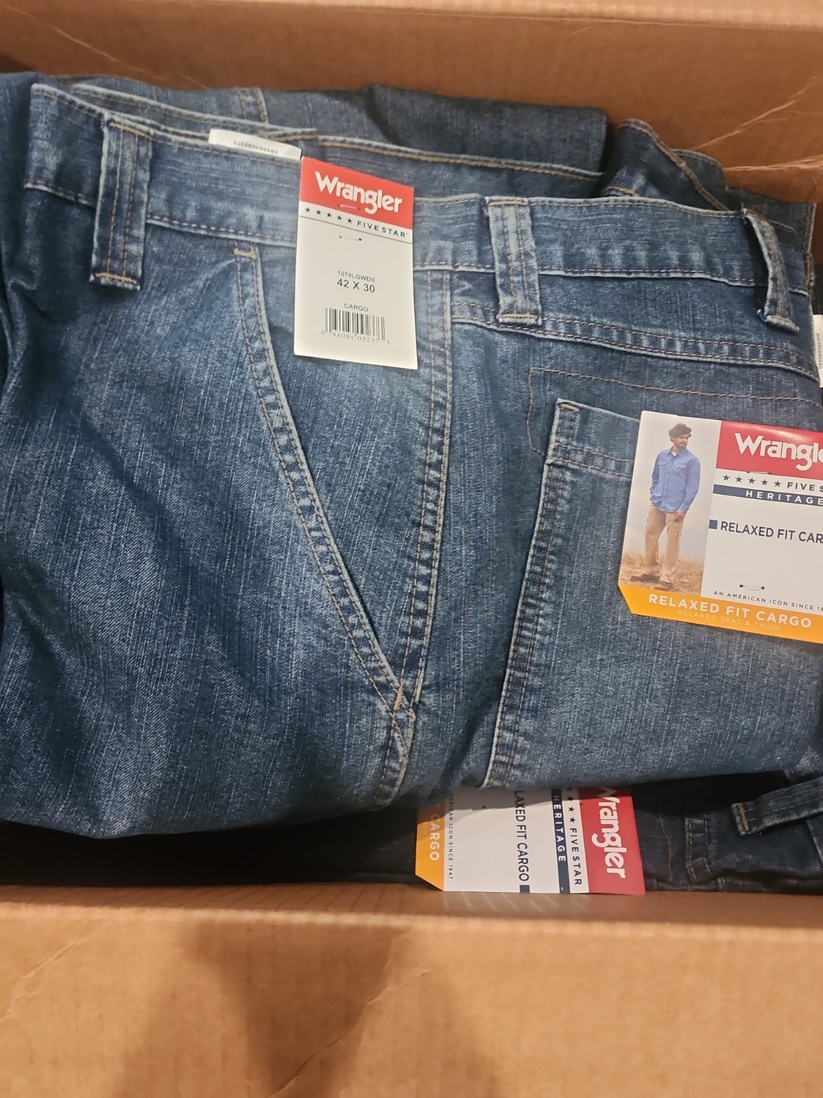 Wrangler Men’s Cargo Jeans 6 Pocket – Relaxed Fit – 1070LGWDS 42×30