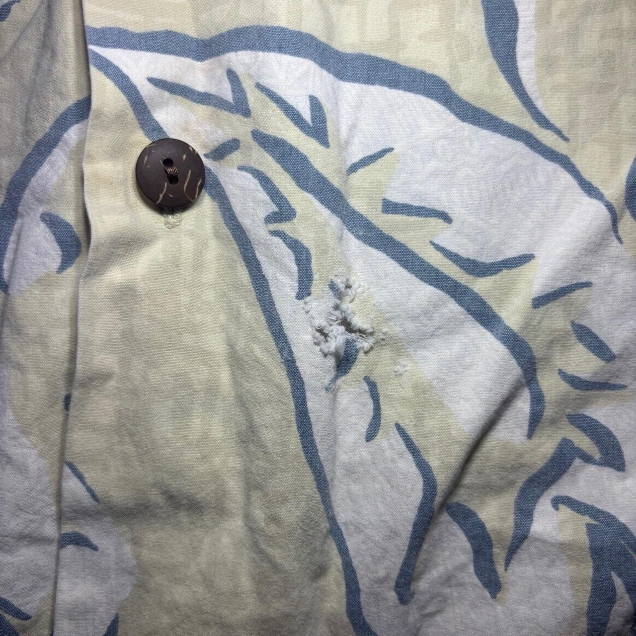 Go Barefoot Men’s 2XL Cotton Woven Hawaiian Floral Button-Up Short Sleeve Beige