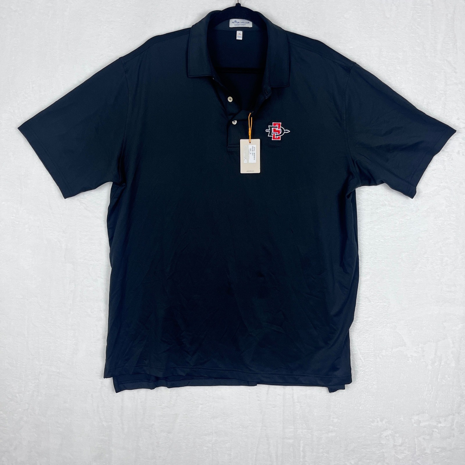 Peter Millar Summer Comfort San Diego State Polo Performance Men’s XL Black NWT