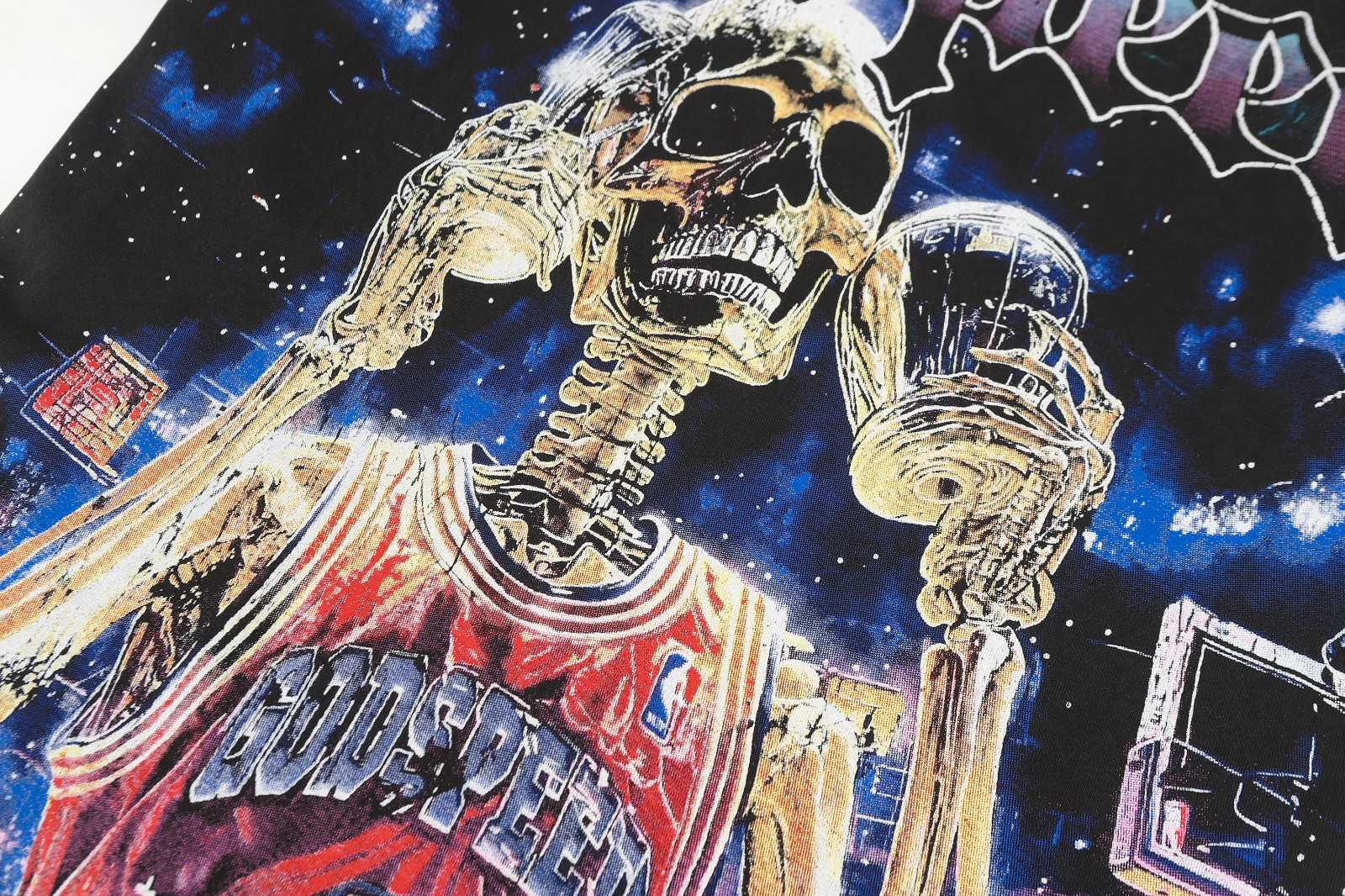 Mens NEW Godspeed Skeleton Basketball player trophy print Short sleeved T-shirt