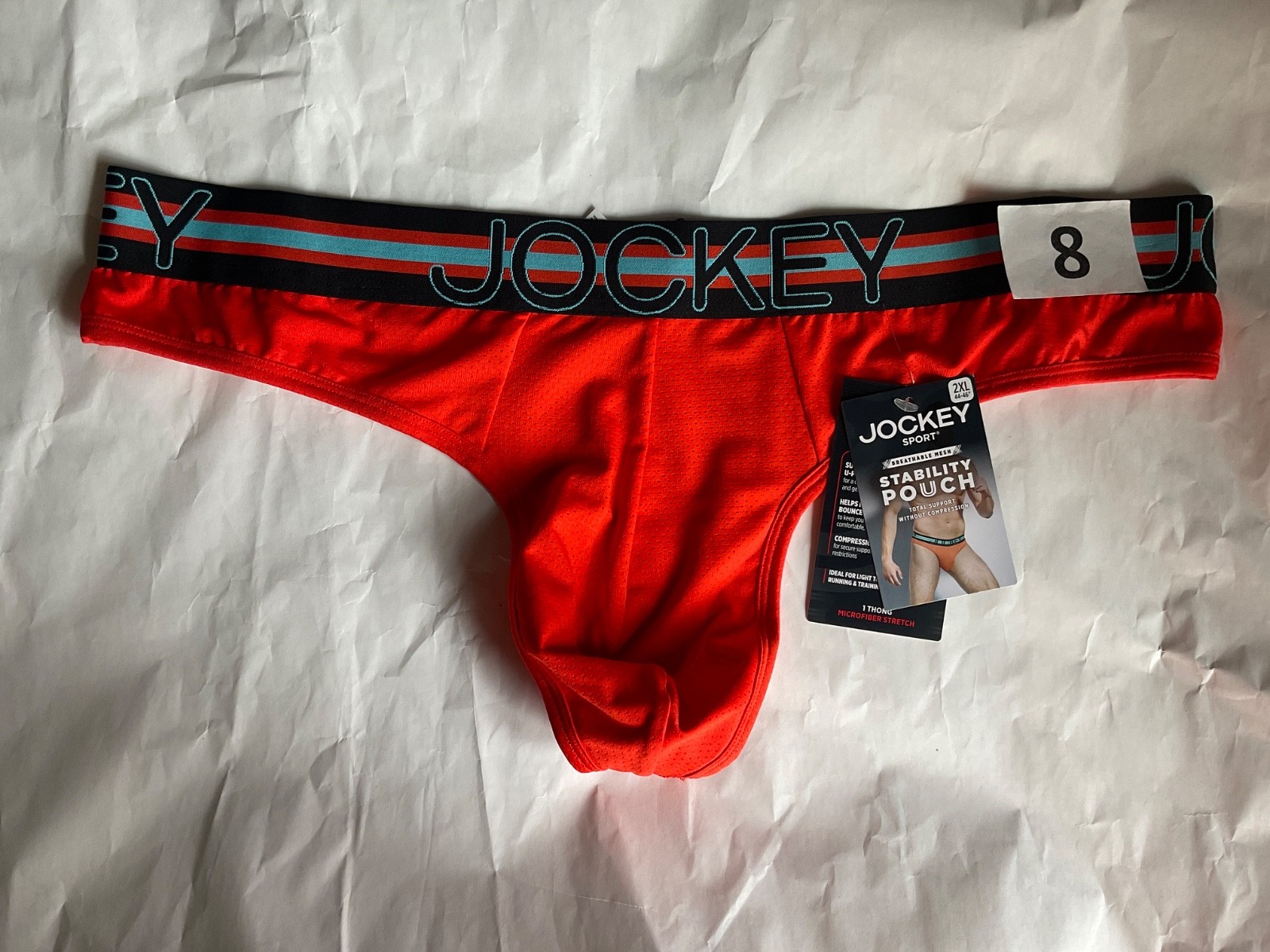 Jockey Sport Breathable Mesh Stability Pouch Thong Microfiber New Blue Green