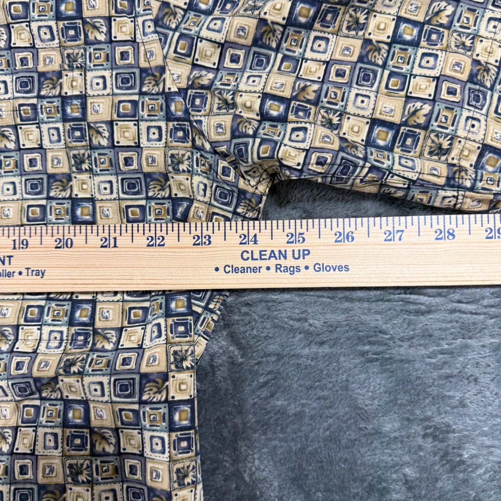 Hollis River Button Down Shirt Mens L Blue Tan Geometric Cotton Short Sleeve