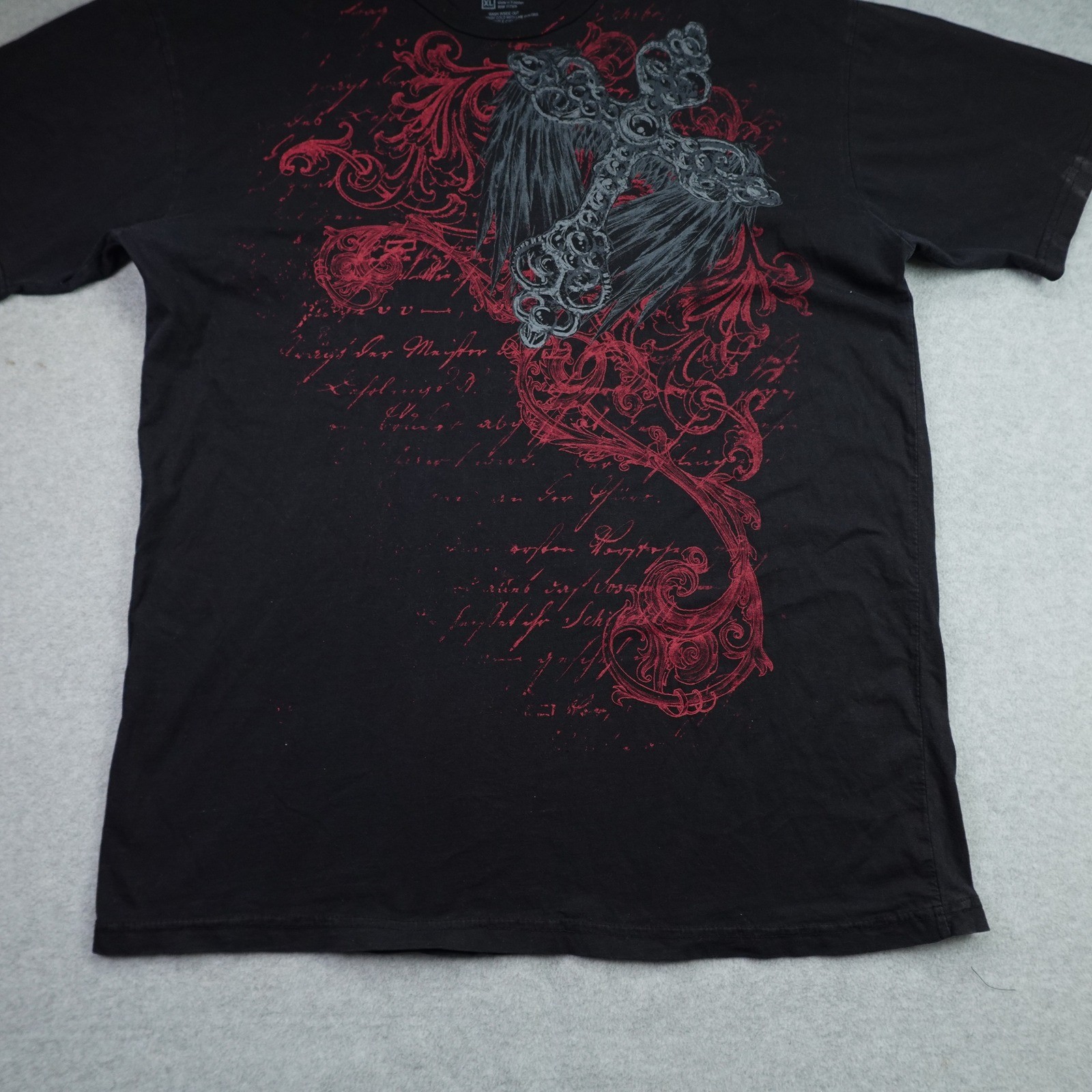 Apt. 9 T Shirt Mens XL Black Gothic Graphic Cross Angel Wings Biker