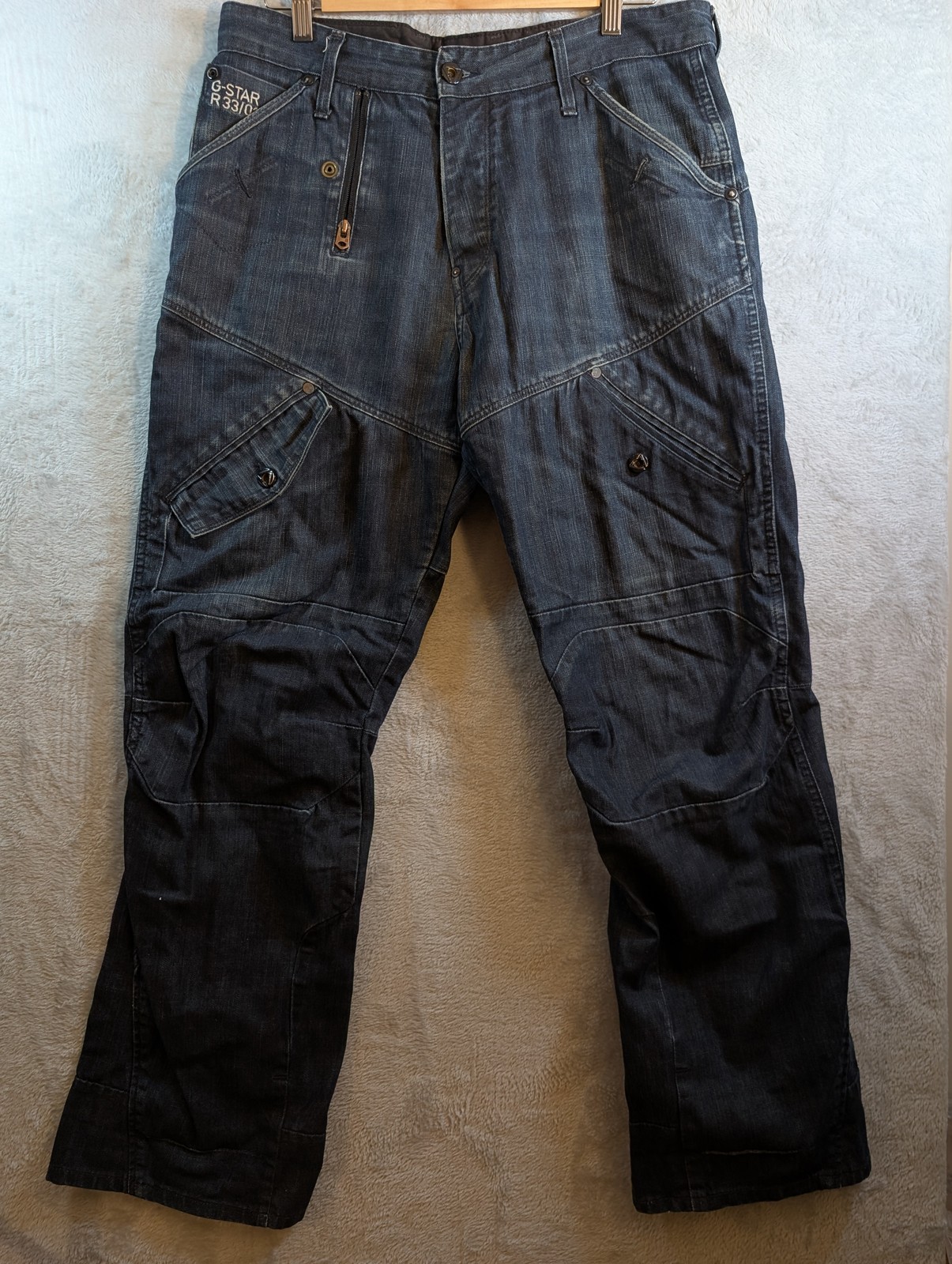 G-Star Raw Originals GS-5620 Utility Cargo Denim Jeans Mens W33 L29 Multi Pocket