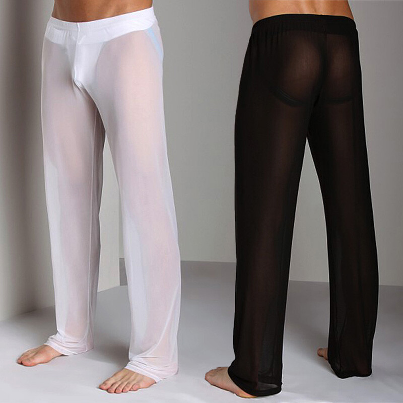 Men’s Sheer See Through Mesh Underwear Sports Fitness Long Johns Pants Leggings