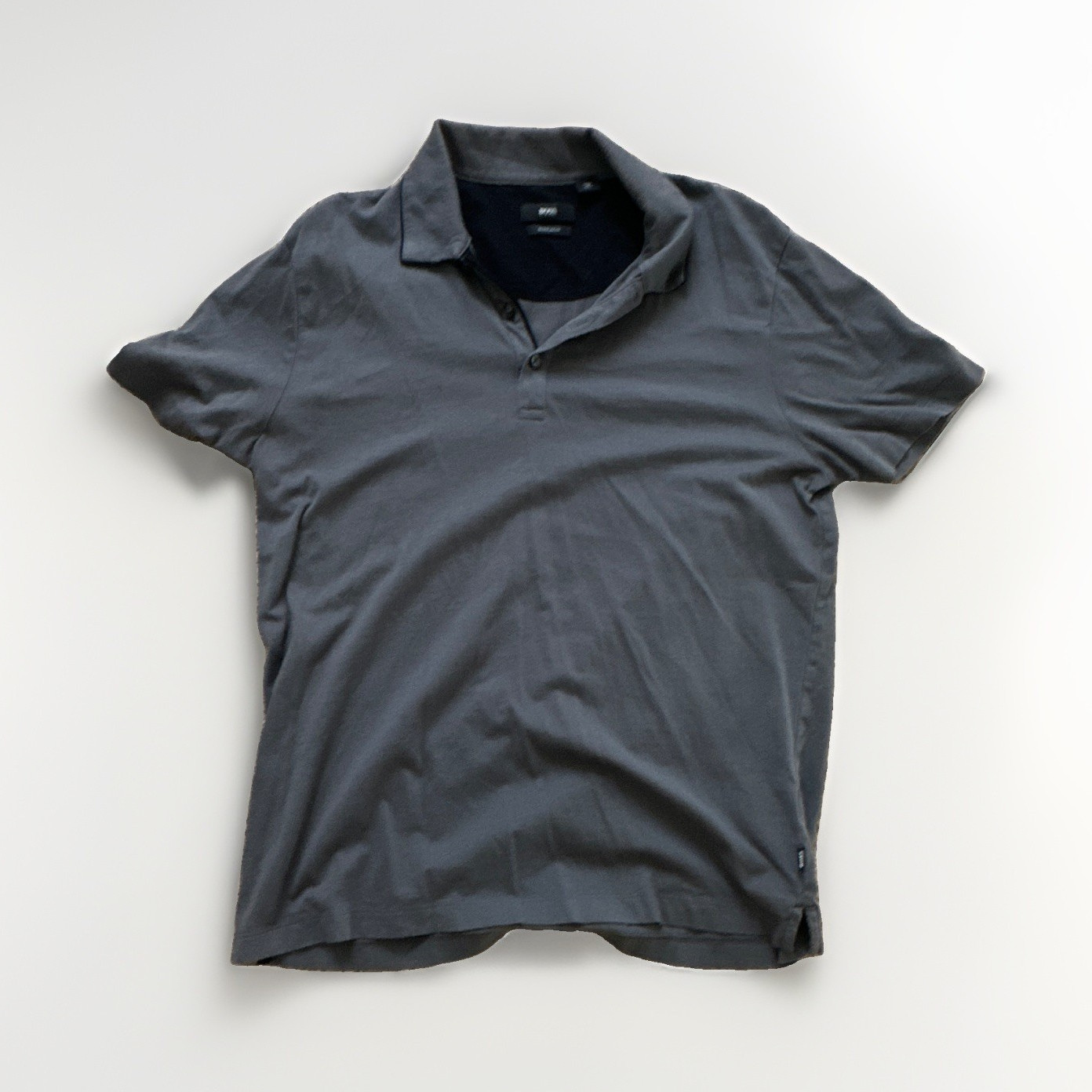 BOSS Hugo Boss Men’s Gray Solid Polo Shirt Short Sleeve Regular Fit Size M