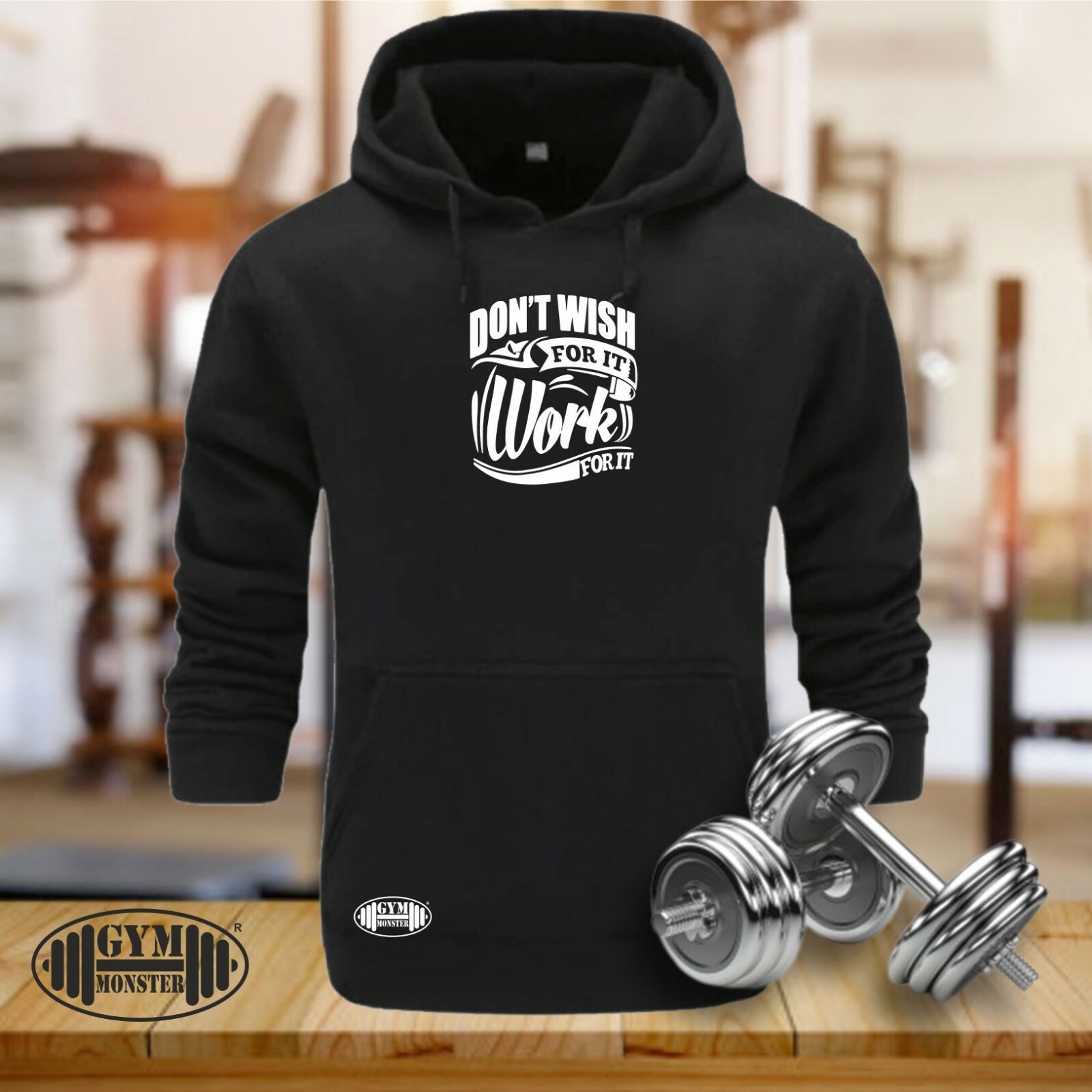 Work For It Hoodie Gym Clothing Bodybuilding Training Workout Exercise Men Top
