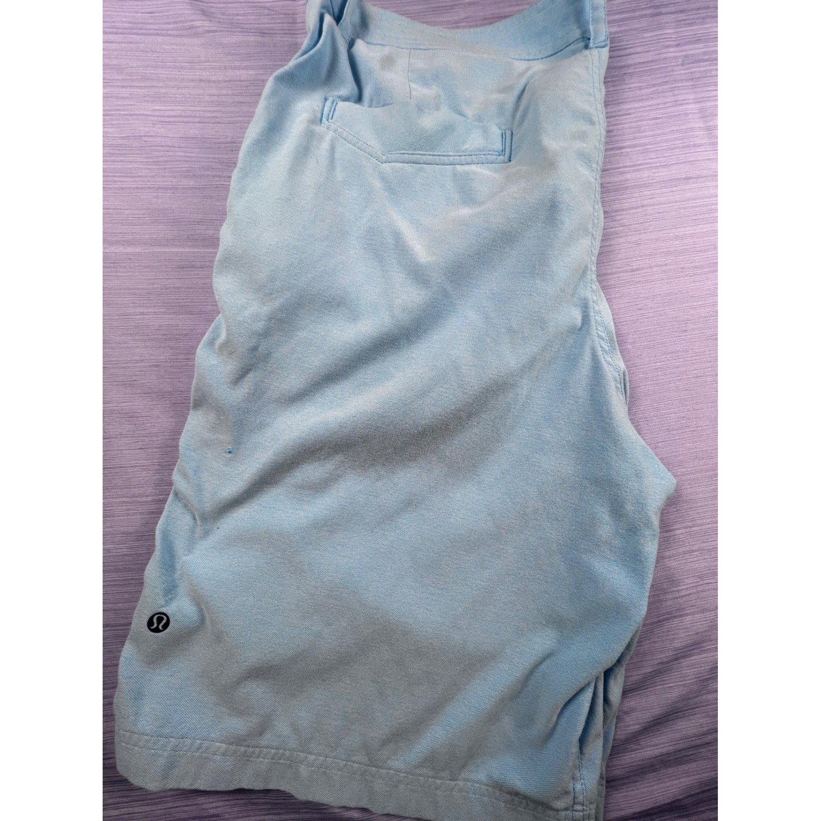 Lululemon Commission Shorts Mens 40 Light Blue Nylon Lycra Stretch Golf Athletic