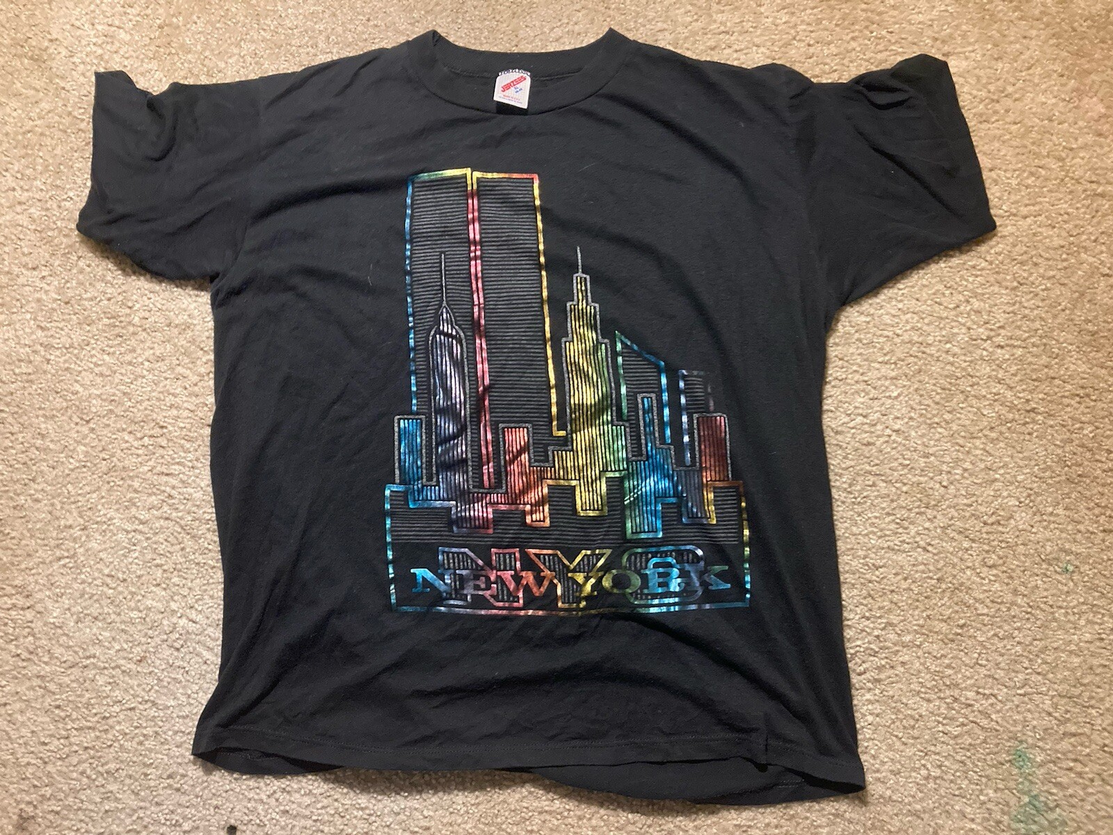 Vintage Jerzees T-Shirt XL NYC Skyline Twin Towers Made in USA