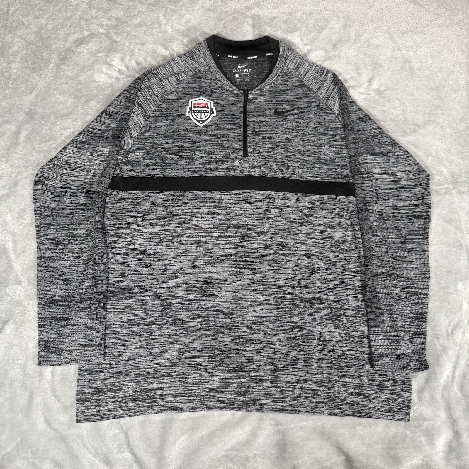 Nike Team USA Basketball 1/4 Zip Pullover Mens L Athletic Sports Gray