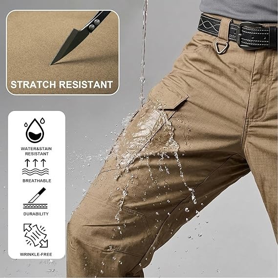 Mens Cargo Pants Tactical Waterproof Work Outdoor Hiking Combat Trousers USA