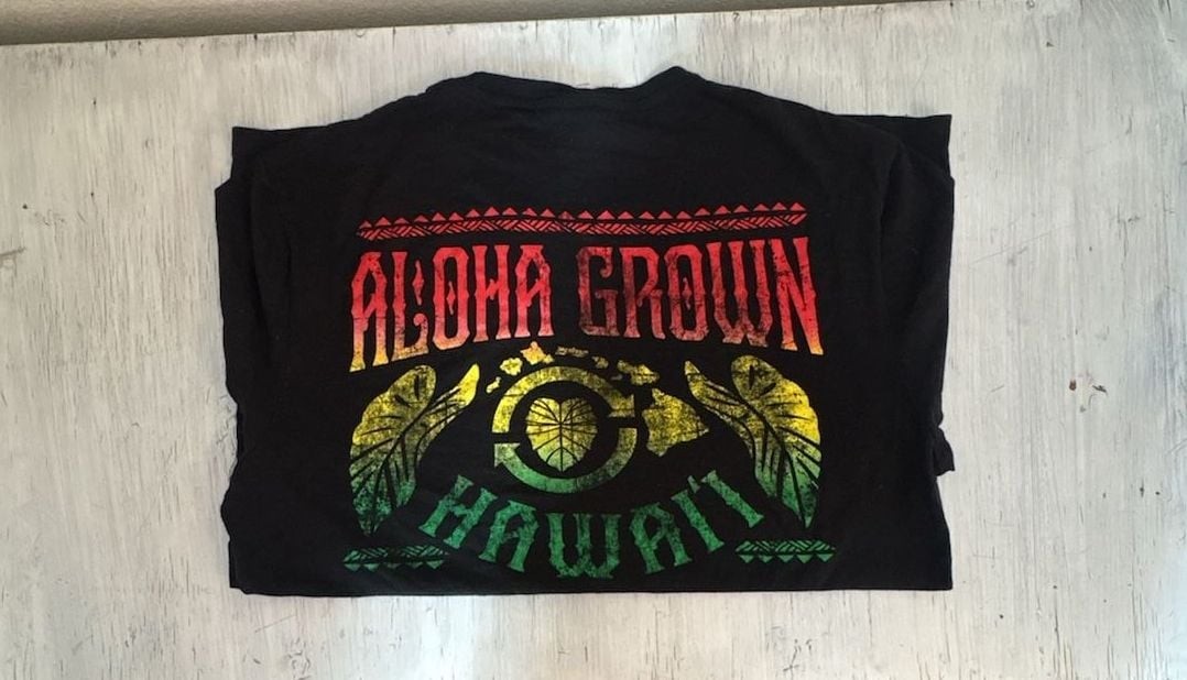 Aloha Grown Black T-Shirt with Front and Back Graphic Print Men’s Medium