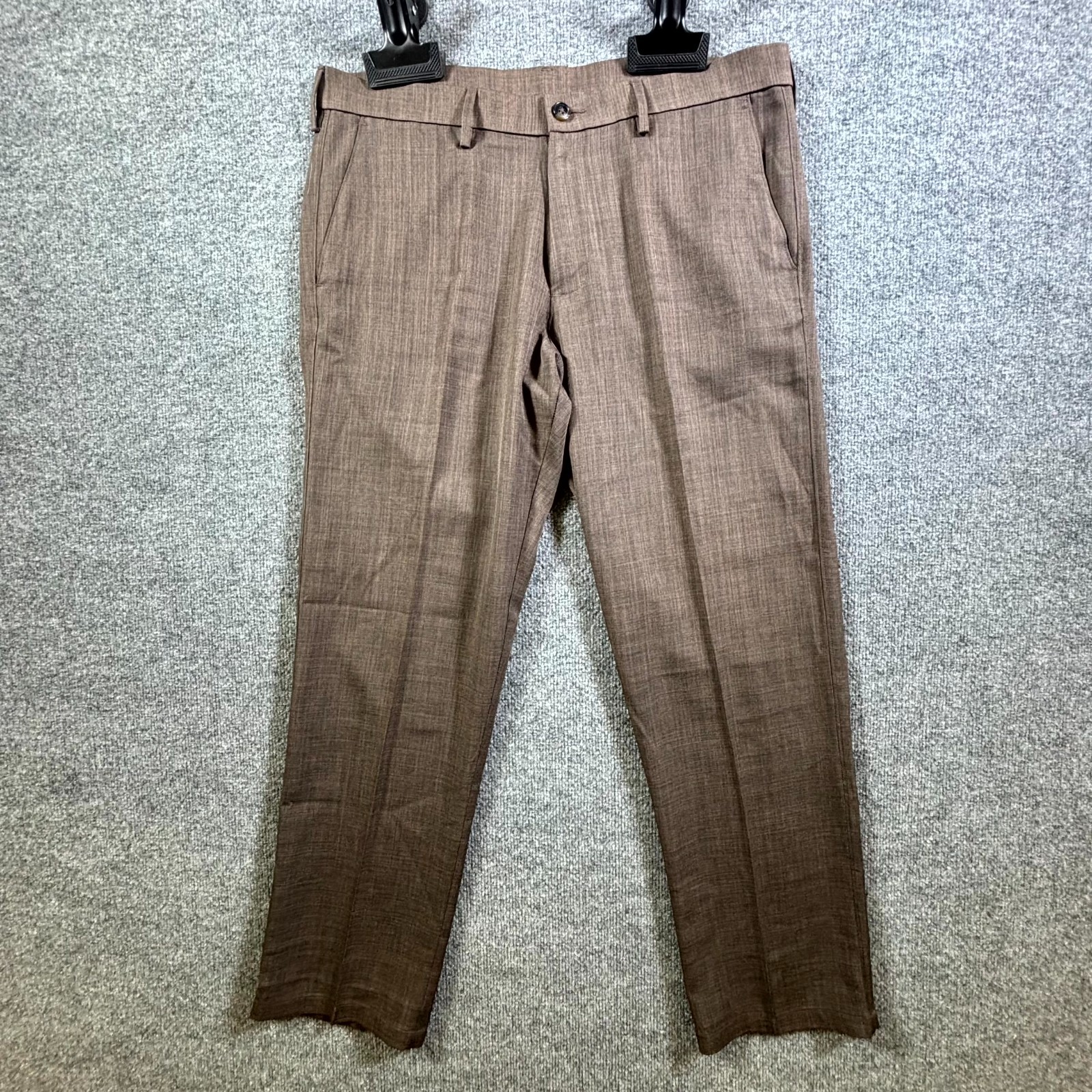 Haggar H26 Dress Pants Mens 36×30 Brown Heather Formal Flat Front Slash Pockets
