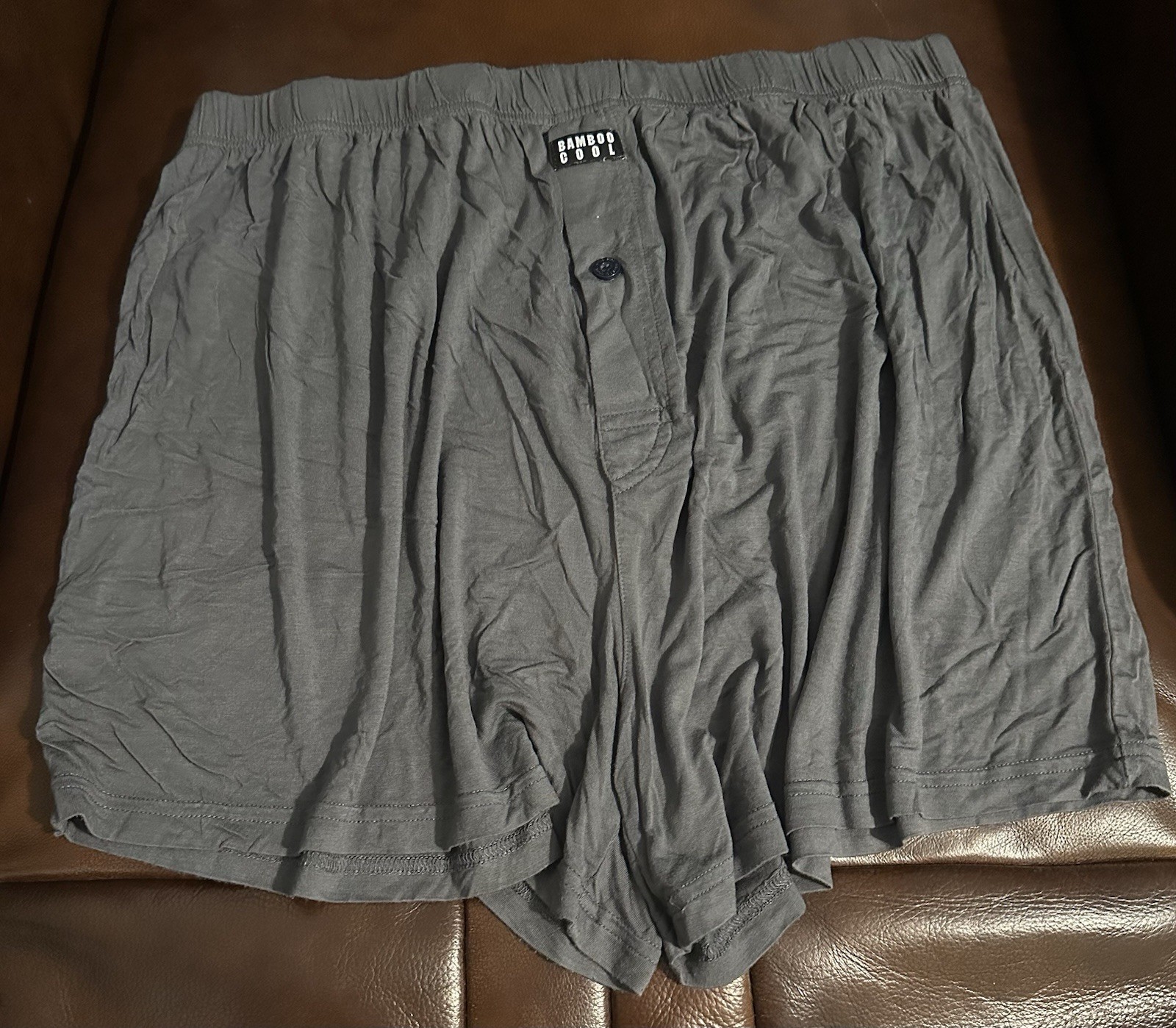 Bamboo Cool Men’s Gray Green Solid Boxer Sleep Shorts Men’s Solid Pattern L