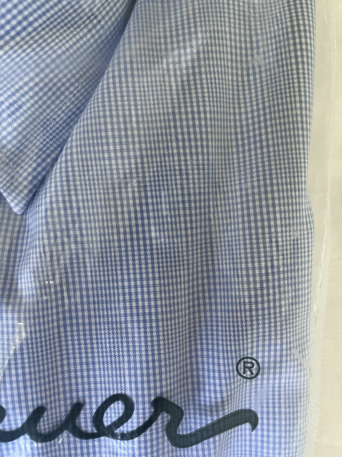 Eddie Bauer Men’s Dress Shirt XLT Light Blue Glen Plaid Long Sleeve Button NWT