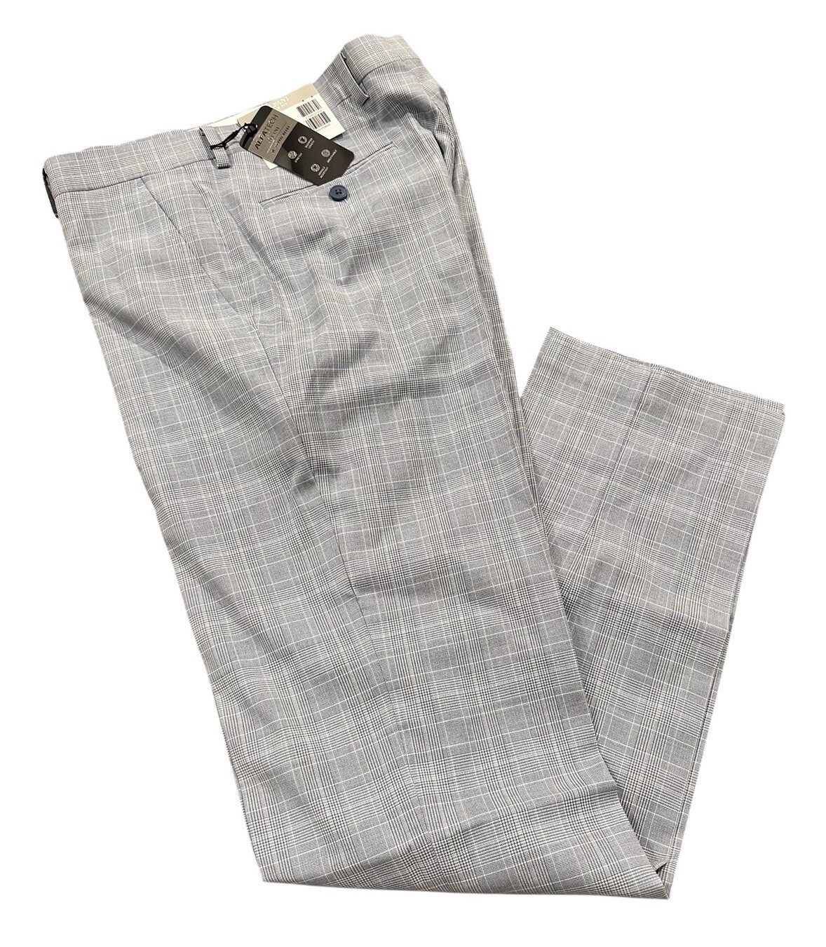 NEW Alfani Men’s Slim Fit AlphaTech Stretch Suit Pants Light Blue Plaid 32×32