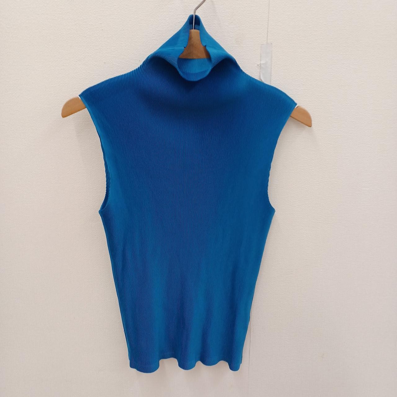 Pleats Please BLU High Neck Sleeveless Cut & Sew, Polyester, Size S